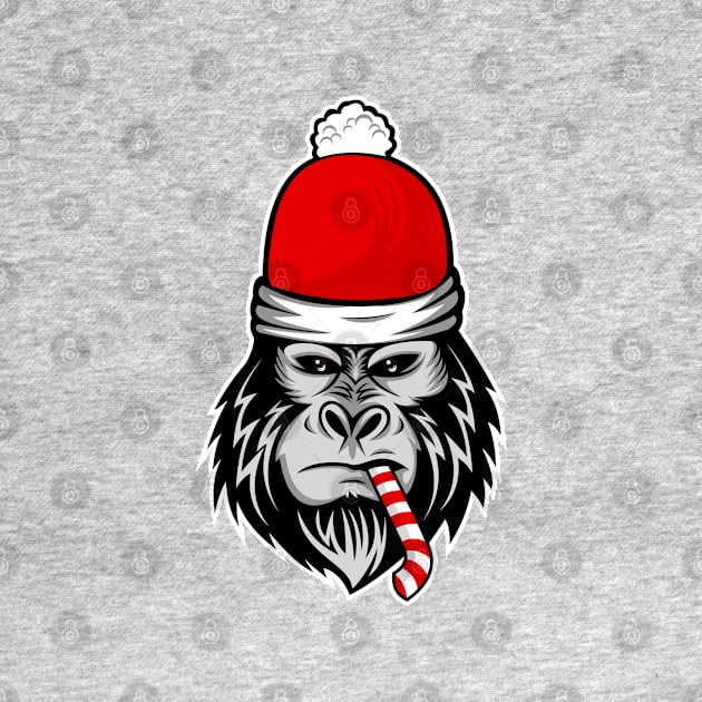 christmas santa claus gorilla candy cane by gossiprag